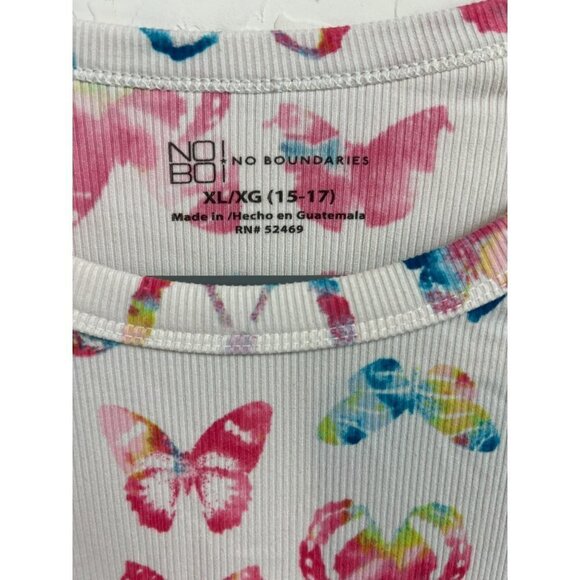 NOBO No Boundaries Butterfly Long Sleeve Ribbed Shirt XL ( Junior's 15-17) Mulit - Picture 3 of 6